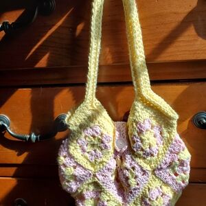 Pink And Yellow Crochet Bag